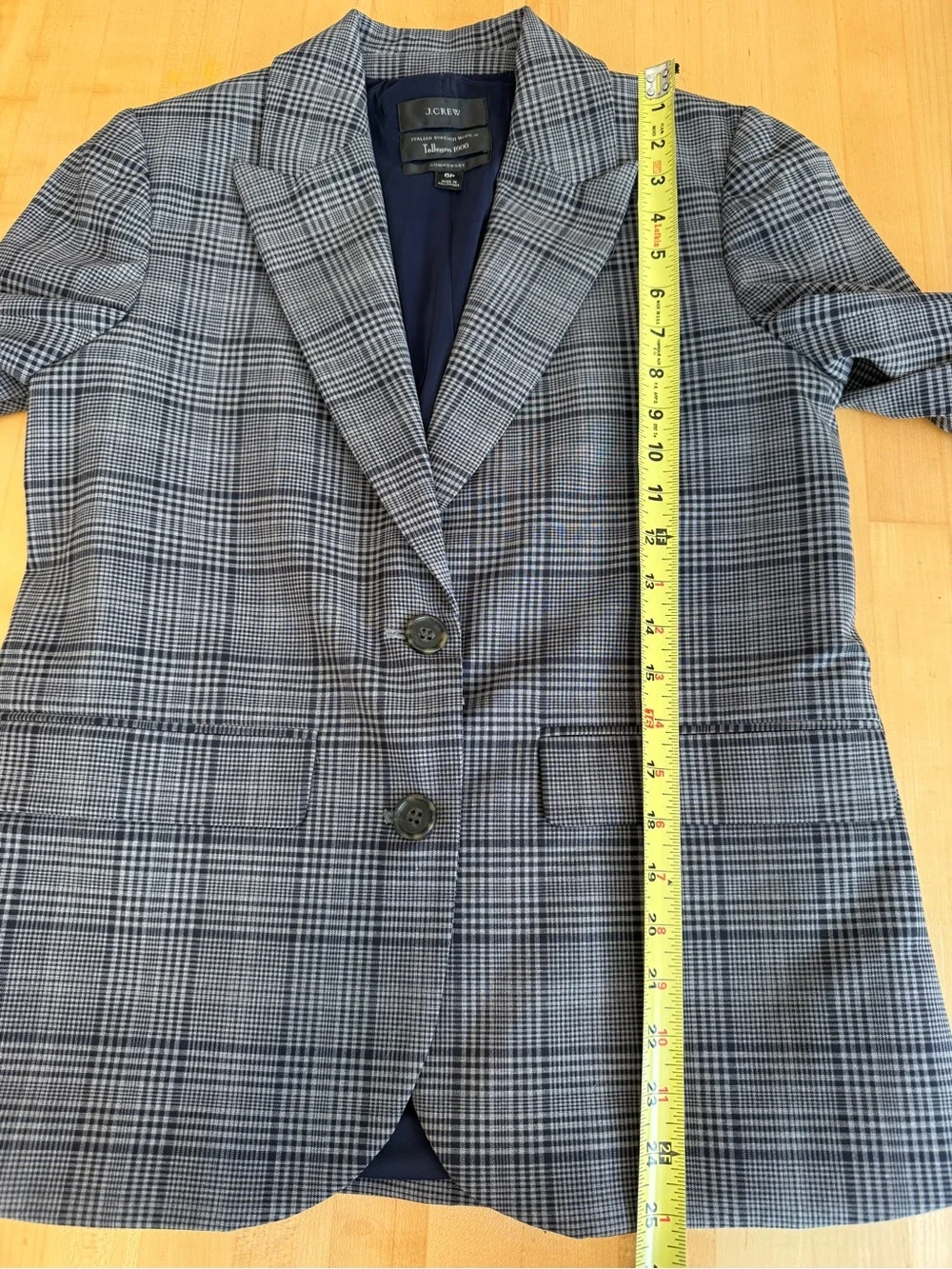 J. Crew Sommerset Blazer Grey Plaid Italian Wool Jacket 6P *EUC*